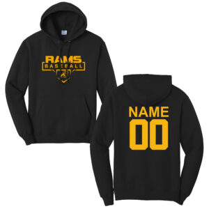 QCA Rams Baseball Unisex Fleece Hooded Sweatshirt-Black
