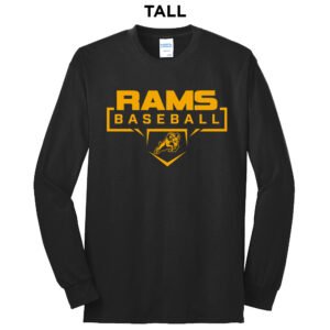 QCA Rams Baseball Tall Long Sleeve Cotton Tee-Black