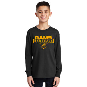 QCA Rams Baseball Youth Cotton Long Sleeve Tee-Black