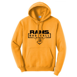 QCA Rams Baseball Unisex Fleece Hooded Sweatshirt-Gold