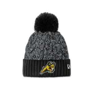 QCA Rams Baseball New Era Marled Knit Pom Beanie-Black Graphite White