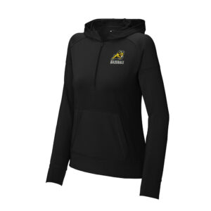 QCA Rams Baseball Sport-Tek Ladies Sport-Wick Stretch 1/2-Zip Hoodie-Black