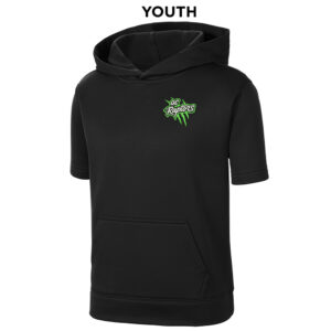 QC Raptors Baseball Sport-Tek YOUTH Sport-Wick Fleece Short Sleeve Hooded Pullover-Black