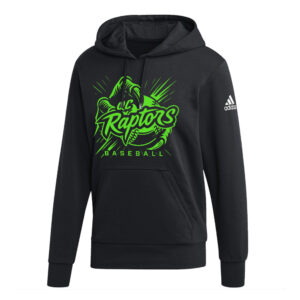 QC Raptors Baseball Adidas Fleece Hooded Sweatshirt- Black