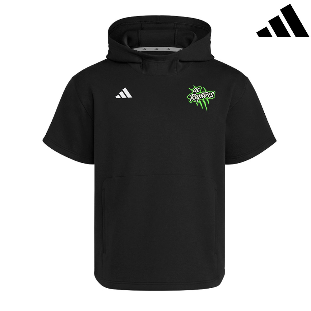 QC Raptors Baseball Adidas Dugout NWV Short Sleeve Hoodie- Black