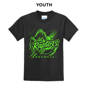 QC Raptors Baseball Youth Short Sleeve Tee-Black