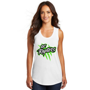 QC Raptors Baseball District Made Ladies Perfect Tri Racerback Tank-White