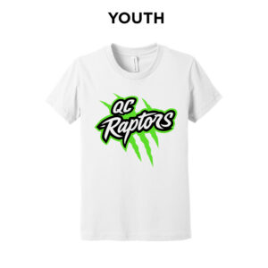 QC Raptors Baseball Youth Premium Short Sleeve Tee-White