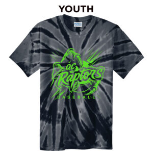 QC Raptors Baseball YOUTH Essential Tie-Dye Tee-Black