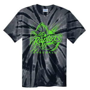 QC Raptors Baseball Unisex Cotton Short Sleeve Tie Dye Tee-Black