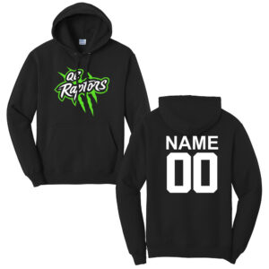 QC Raptors Baseball Unisex Fleece Hooded Sweatshirt-Black