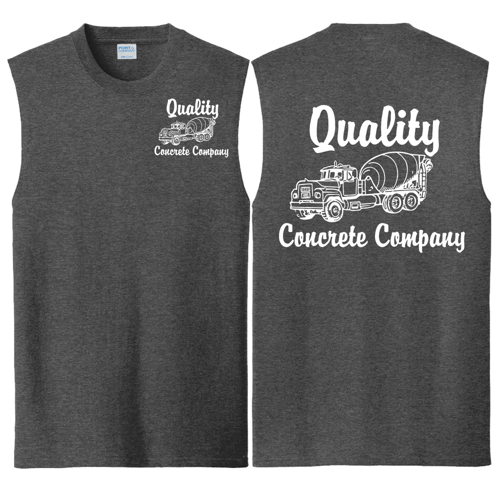 Quality Concrete Port Company Core Cotton Sleeveless Tee Men-Dark Heather Grey