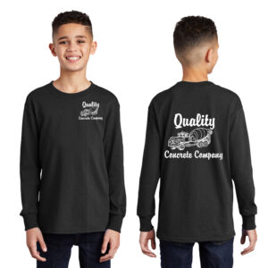 Quality Concrete Youth Cotton Long Sleeve Tee-Black