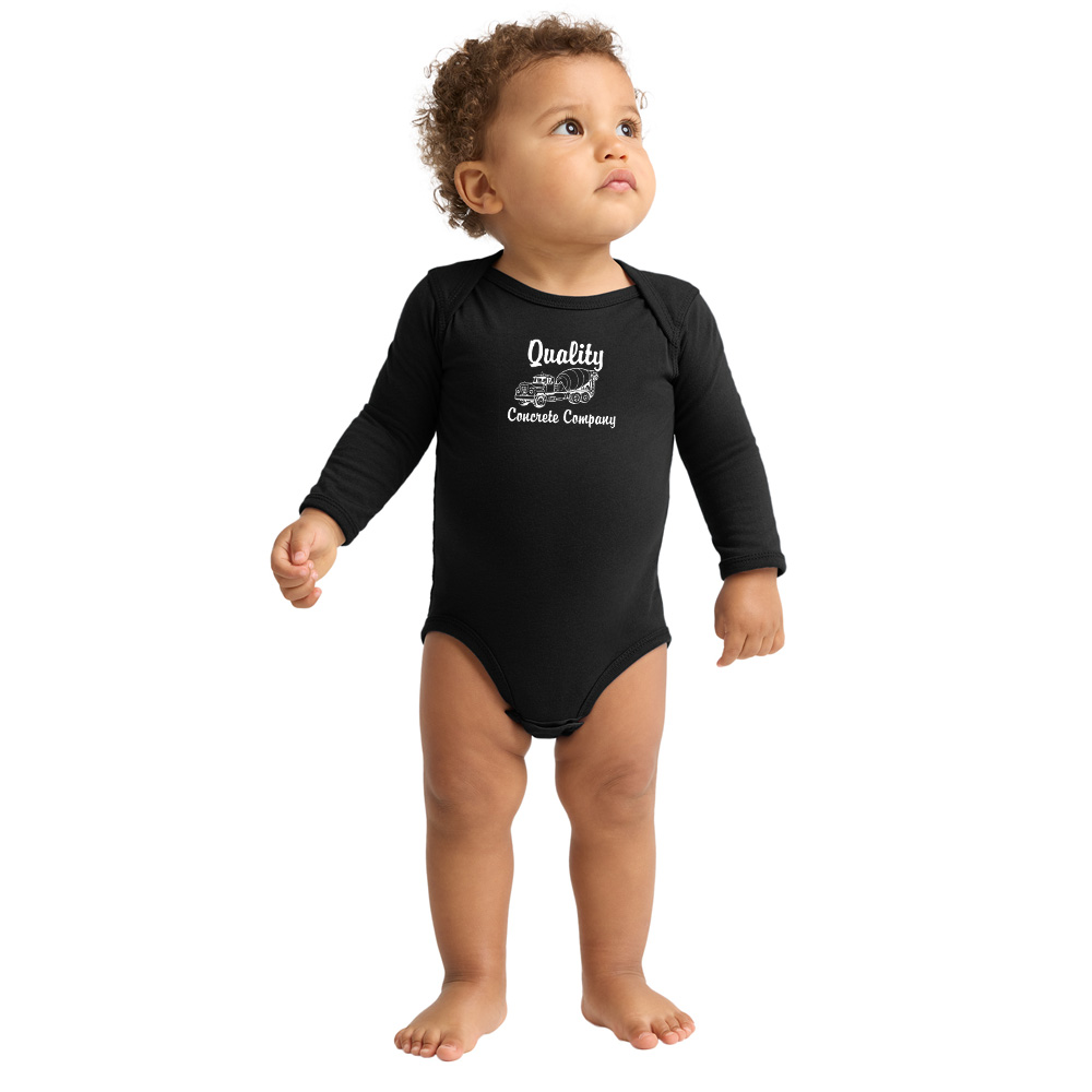 Quality Concrete Rabbit Skins Infant Long Sleeve Jersey Bodysuit-Black