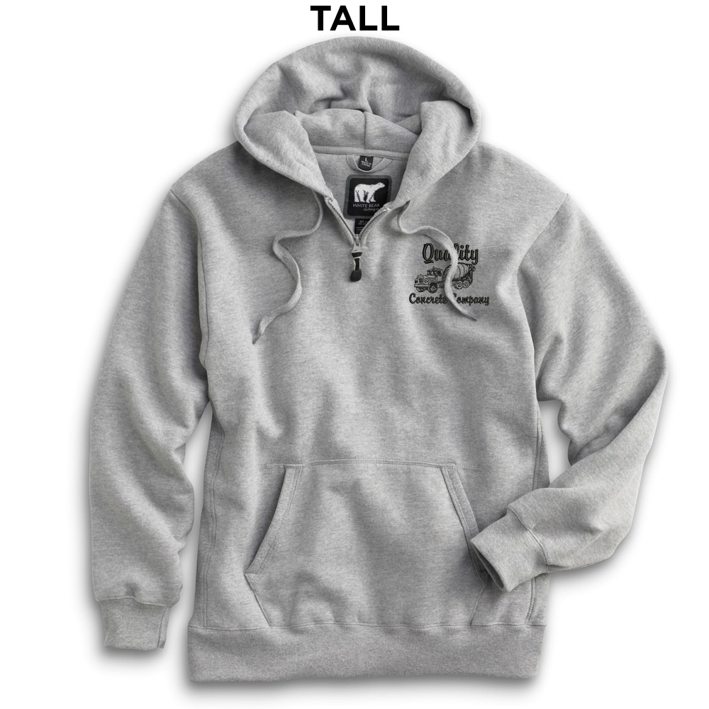 Quality Concrete White Bear Premium Heavyweight Pocket Hooded Sweatshirt with Zipper-Athletic Heather