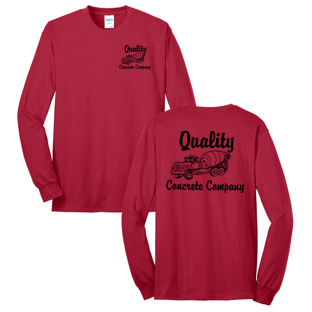 Quality Concrete Unisex Cotton Long Sleeve Tee-Red