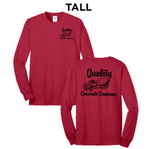 Quality Concrete Tall Cotton Long Sleeve Tee-Red