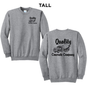 Quality Concrete Tall Fleece Crewneck Sweatshirt-Athletic heather