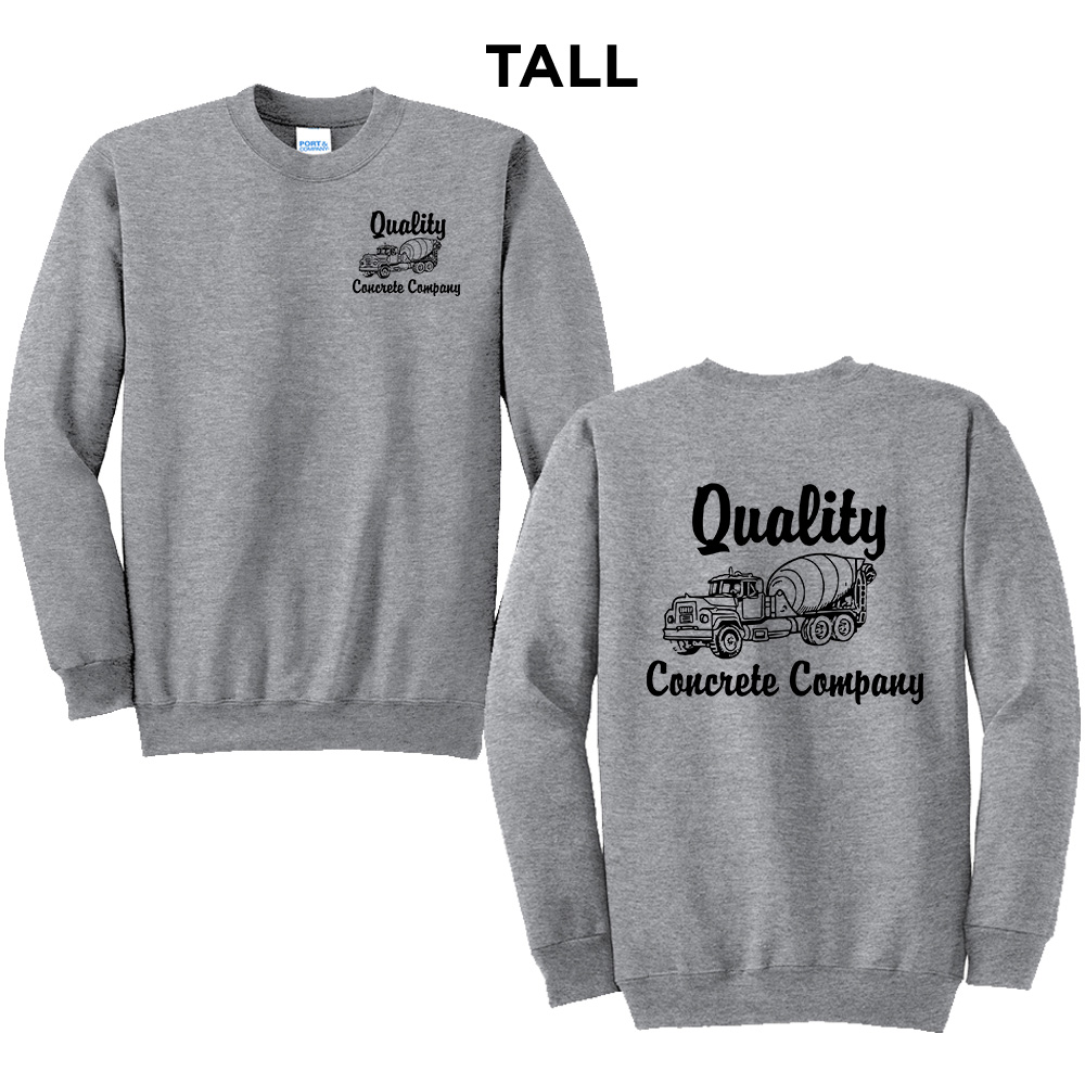 Quality Concrete Tall Fleece Crewneck Sweatshirt-Athletic heather