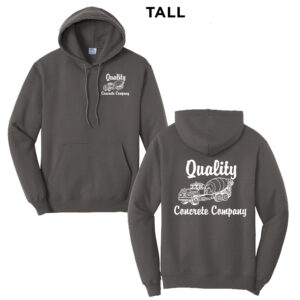 Quality Concrete Tall Fleece Hooded Sweatshirt-Charcoal