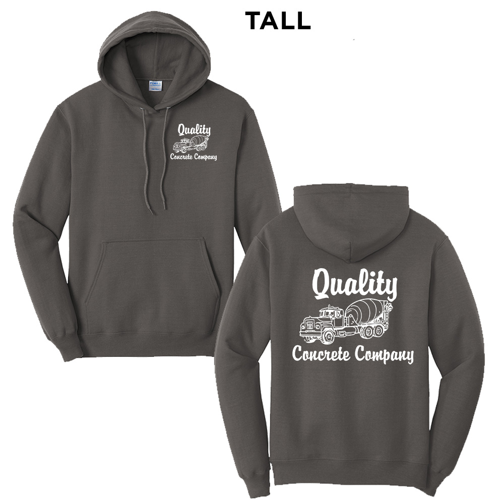 Quality Concrete Tall Fleece Hooded Sweatshirt-Charcoal
