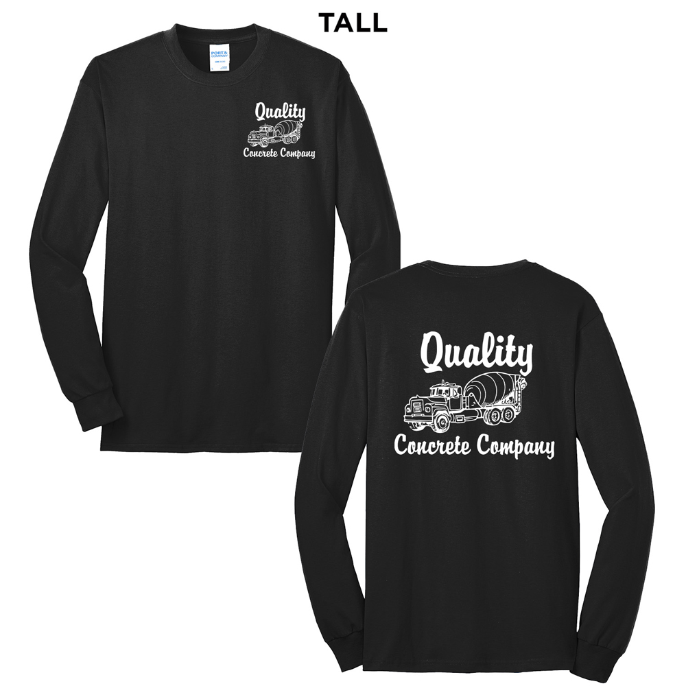 Quality Concrete Tall Cotton Long Sleeve Tee-Black