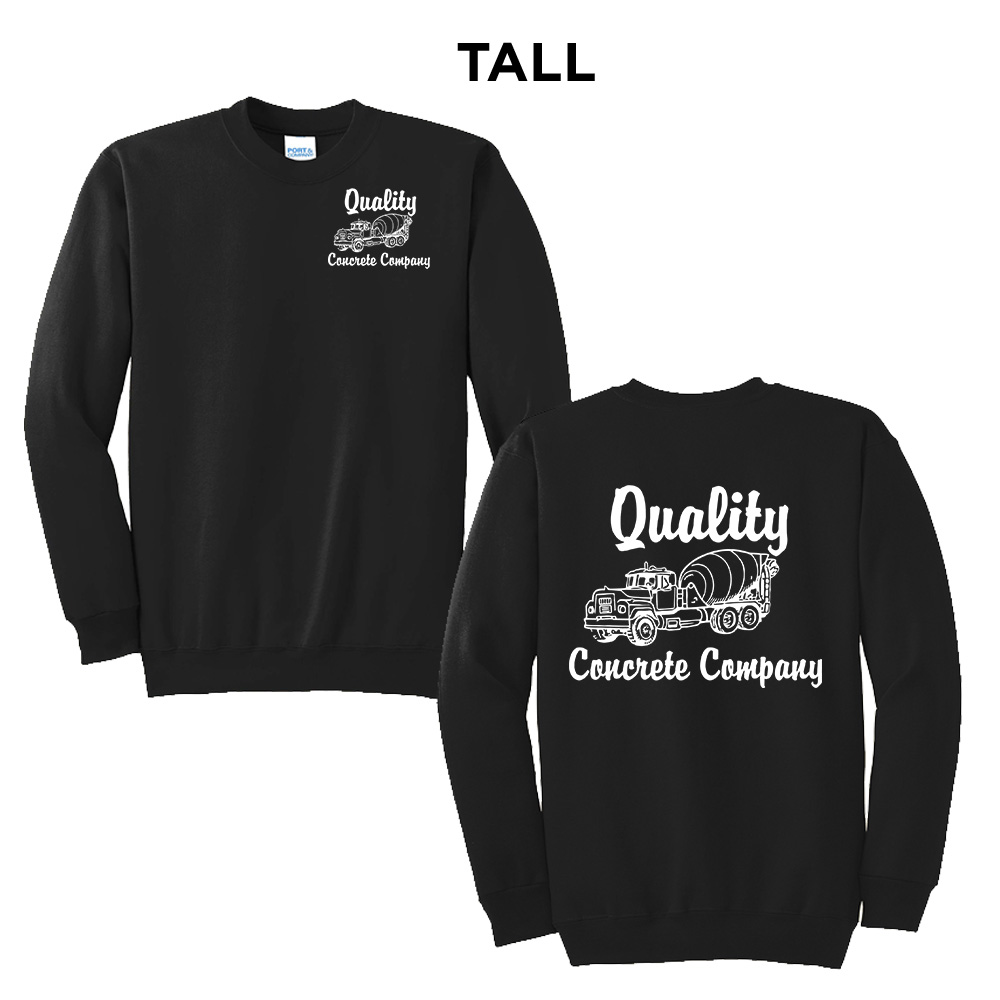 Quality Concrete Tall Fleece Crewneck Sweatshirt-Black