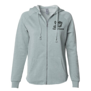 Quality Concrete Women’s California Wave Wash Full-Zip Hooded Sweatshirt-Sage