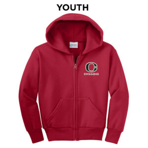 River King Swim Youth Core Fleece Full Zip Hooded Sweatshirt-Red