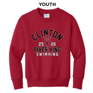 River King Swim Youth Fleece Crewneck Sweatshirt-Red