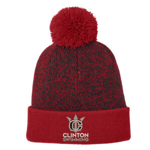 River King Swim Sport-Tek Halftime Heather Pom Beanie-Red/Black