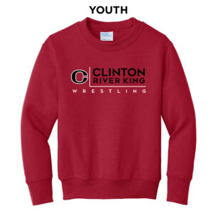 River King Wrestling Youth Fleece Crewneck Sweatshirt-Red