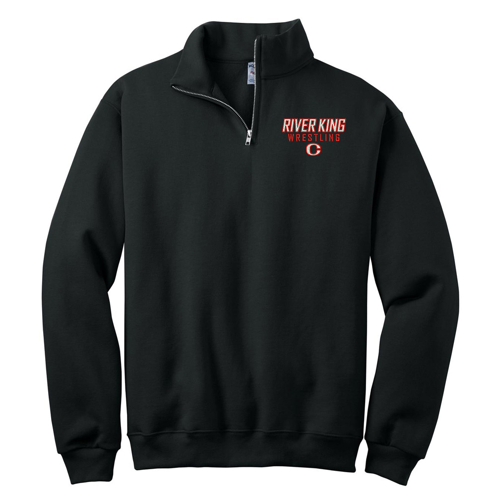 River King Wrestling Jerzees Unisex NuBlend 1/4 Zip Cadet Collar Sweatshirt-Black