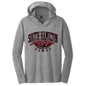 SH Girls BB District Made Mens Perfect Tri Long Sleeve Hoodie Tee-Grey Frost