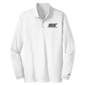 SGS Government Solutions Men Nike Golf Long Sleeve Dri-Fit Stretch Tech Polo-White