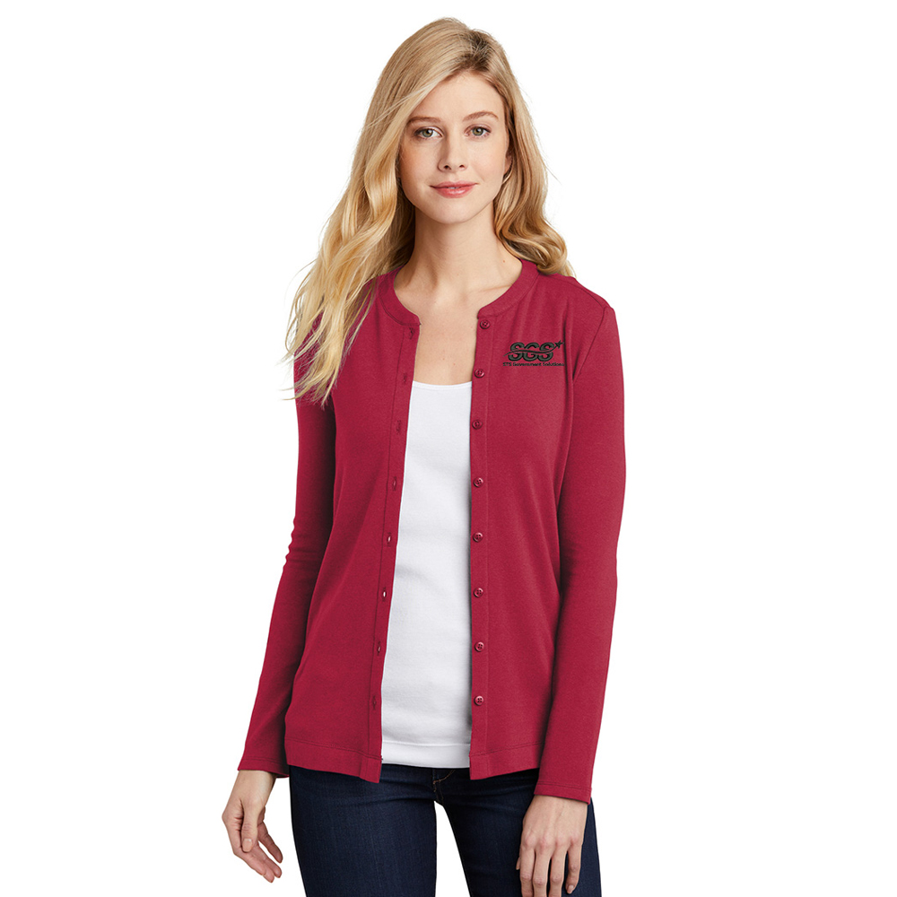 SGS Government Solutions Port Authority Ladies Concept Stretch Button-Front Cardigan-Rich Red