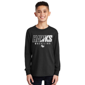 SH Wrestling Youth Cotton Long Sleeve Tee-Black
