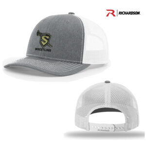Streamwood Wrestling Richardson Pro Mesh Adjustable Trucker Cap Split-Heather Grey/White