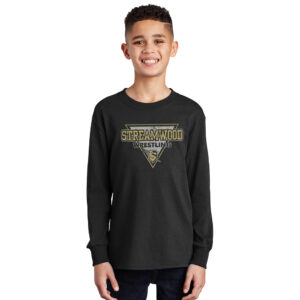 Streamwood Wrestling Youth Cotton Long Sleeve Tee-Black