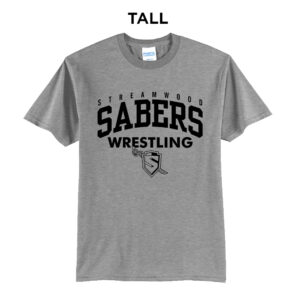 Streamwood Wrestling Tall Cotton Short Sleeve Tee-Athletic Heather