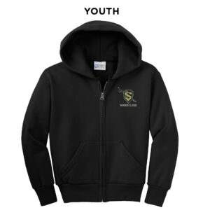 Streamwood Wrestling Youth core fleece full zip hooded sweatshirt-Black