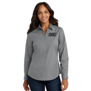 STS Systems Defense Port Authority Ladies Long Sleeve Carefree Poplin Shirt-Gusty Grey