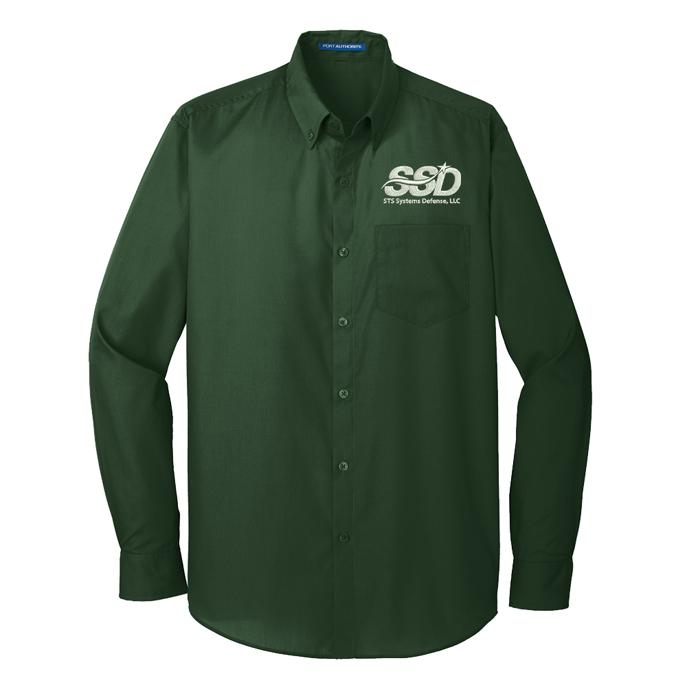 STS Systems Defense Port Authority Long Sleeve Carefree Poplin Shirt Men-Deep Forest Green