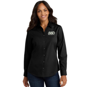 STS Systems Defense Port Authority Ladies Long Sleeve Carefree Poplin Shirt-Black