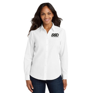 STS Systems Defense Port Authority Ladies Long Sleeve Carefree Poplin Shirt-White