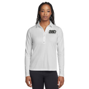 STS Systems Defense Nike Golf Ladies Long Sleeve Dri-FIT Stretch Tech Polo-White