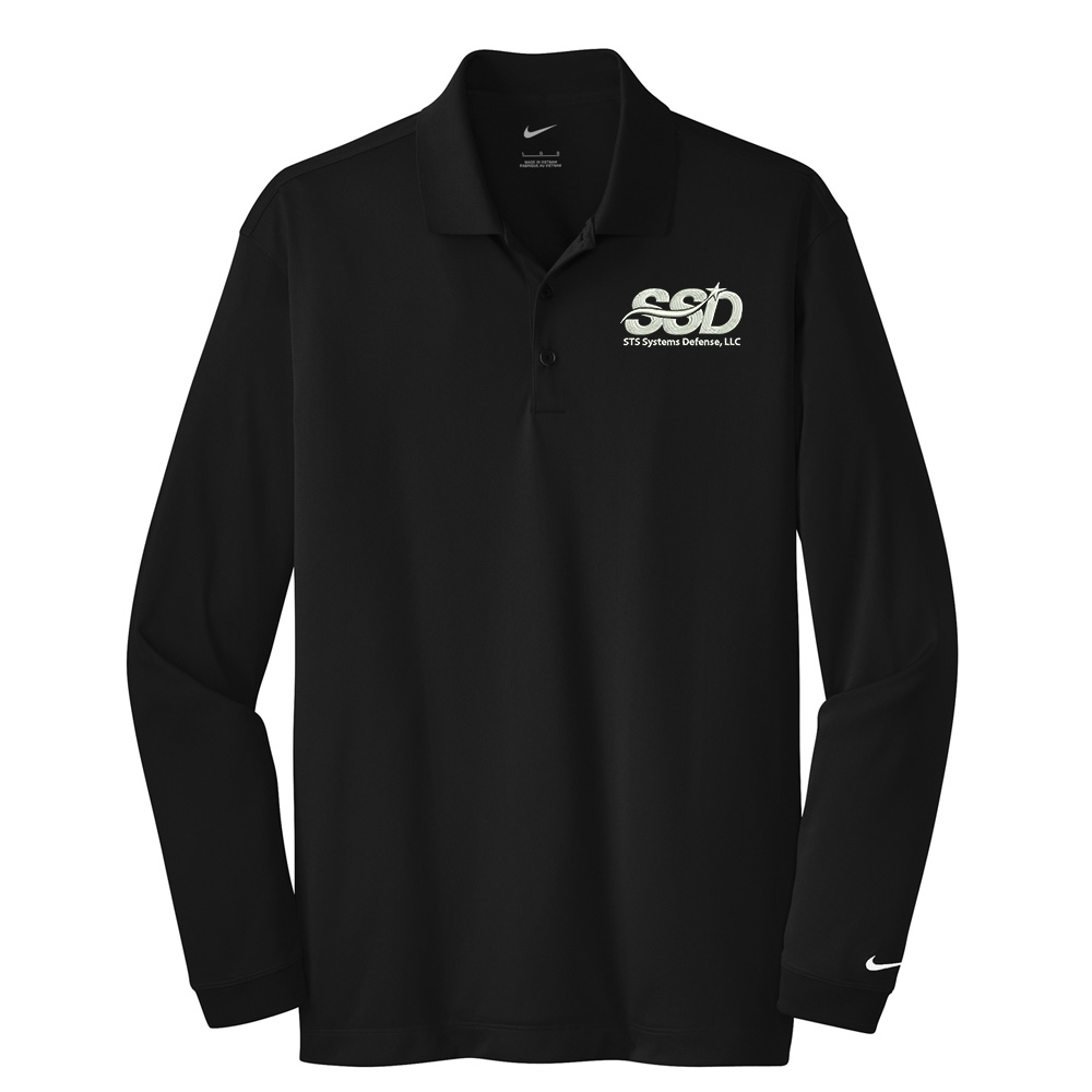 STS Systems Defense Men Nike Golf Long Sleeve Dri-Fit Stretch Tech Polo-Black