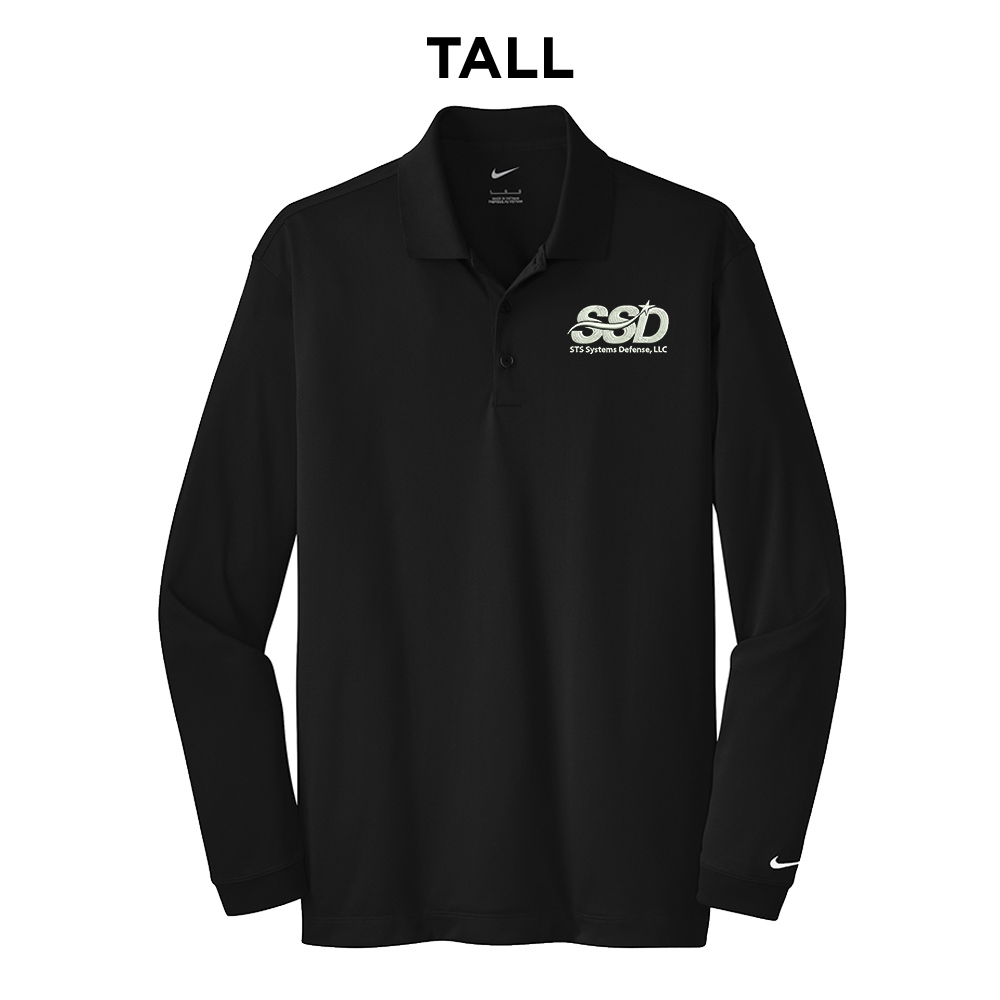STS Systems Defense Nike TALL Golf Long Sleeve Dri-Fit Stretch Tech Polo-Black