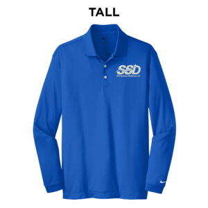 STS Systems Defense Nike TALL Golf Long Sleeve Dri-Fit Stretch Tech Polo-Blue Sapphire
