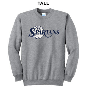 Spartans Boys BB Tall Fleece Crewneck Sweatshirt-Athletic Heather